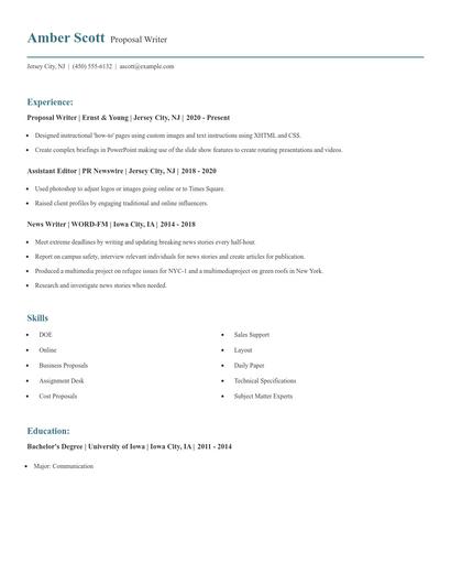 Proposal Writer Resume