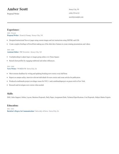 Proposal Writer Resume