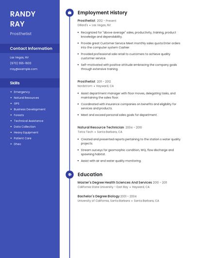Prosthetist Resume
