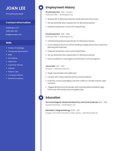 Prosthodontist Resume