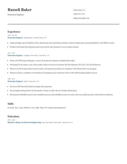 Protection Engineer Resume