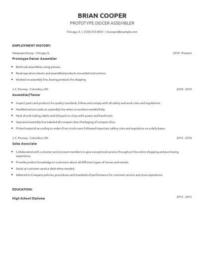 Prototype Deicer Assembler Resume