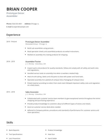 Prototype Deicer Assembler Resume