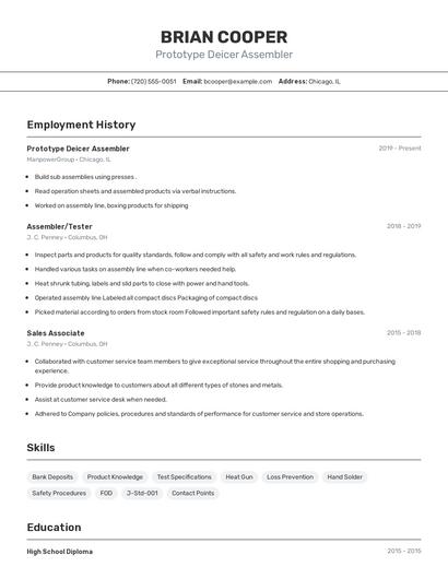 Prototype Deicer Assembler Resume