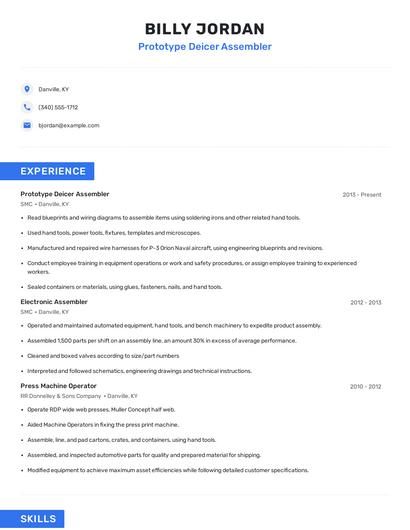 Prototype Deicer Assembler Resume
