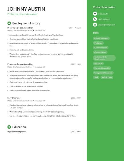 Prototype Deicer Assembler Resume