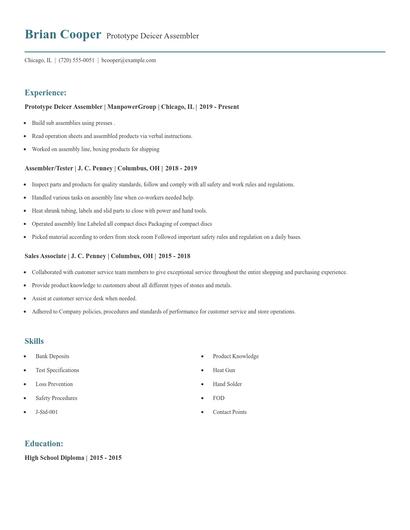 Prototype Deicer Assembler Resume