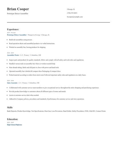 Prototype Deicer Assembler Resume
