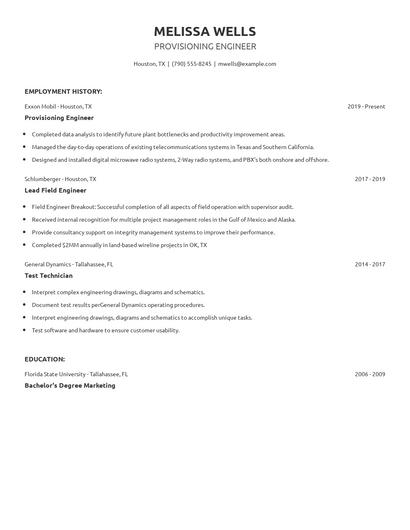 Provisioning Engineer Resume