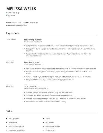 Provisioning Engineer Resume