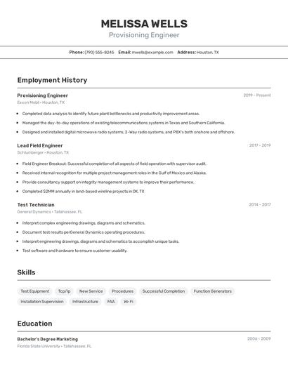 Provisioning Engineer Resume