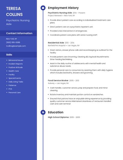 Psychiatric Nursing Aide Resume