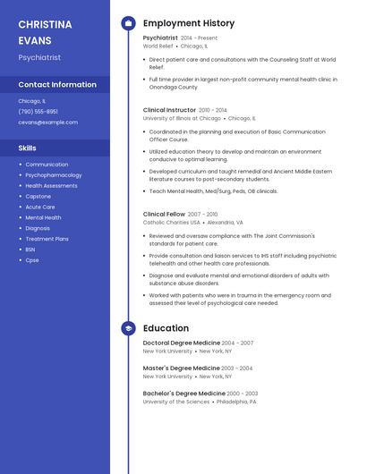Psychiatrist Resume