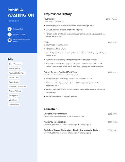 Psychiatrist Resume