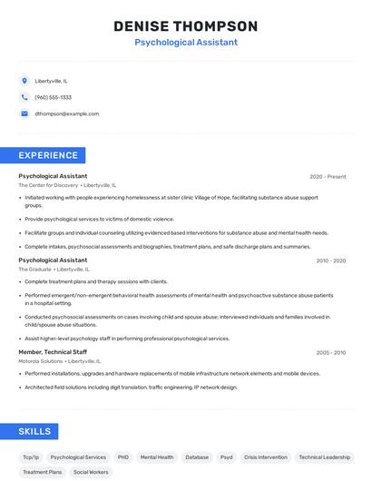 Psychological Assistant Resume