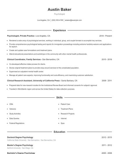 Resume example 1