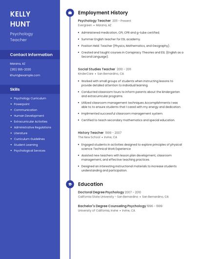 Psychology Teacher Resume