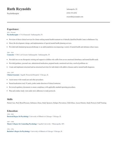 Psychotherapist Resume