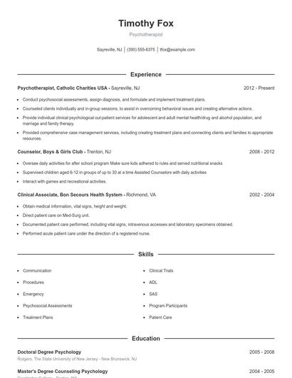 Resume example 1