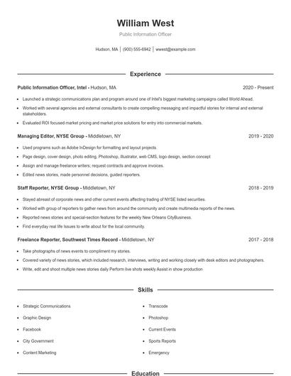 Resume example 1