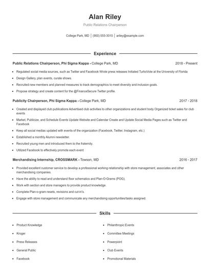 Resume example 1