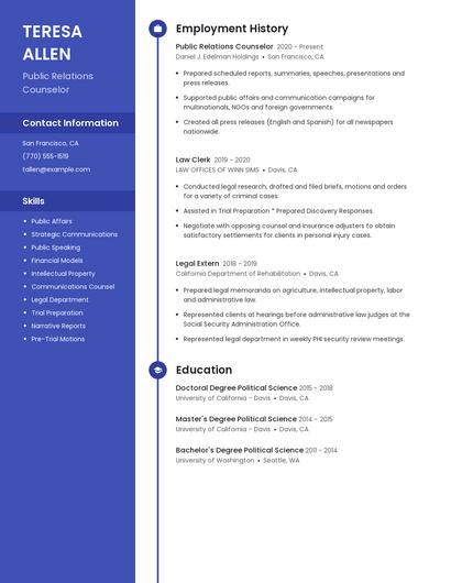 Public Relations Counselor Resume