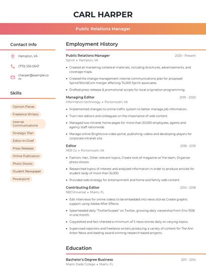 Resume example 3