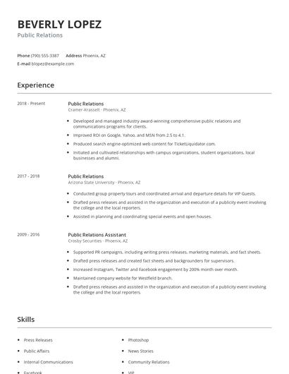 Public Relations Resume
