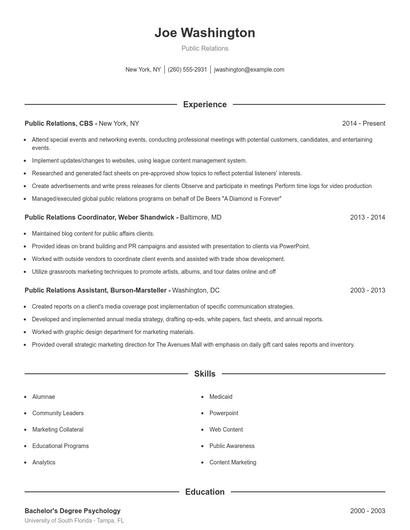 Resume example 1