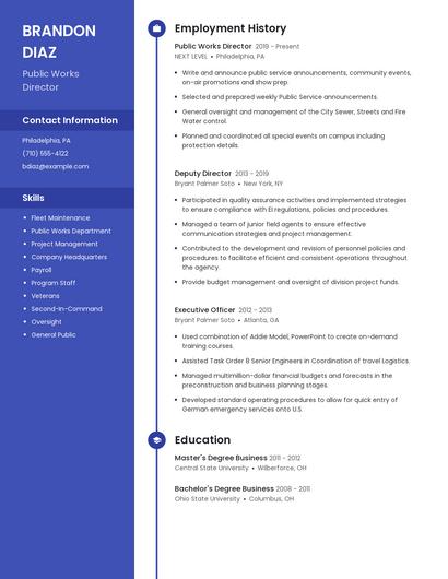 Public Works Director Resume
