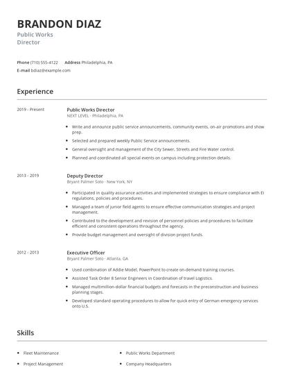 Public Works Director Resume