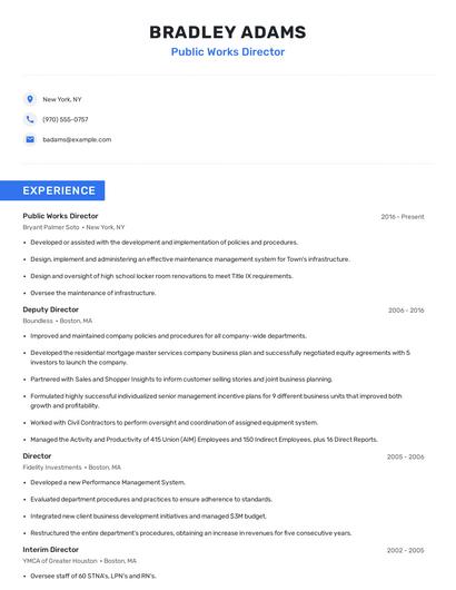 Public Works Director Resume