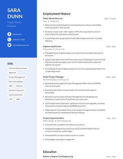 Public Works Director Resume