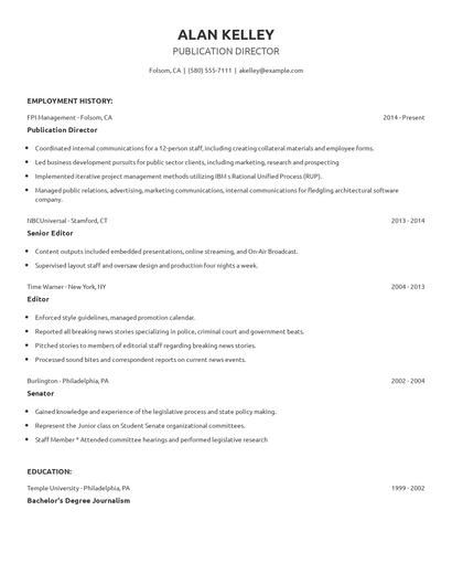 Publication Director Resume