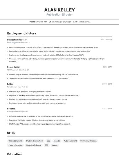 Publication Director Resume