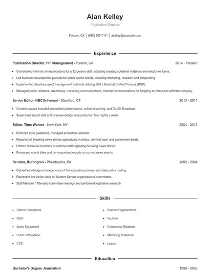 Publication Director Resume