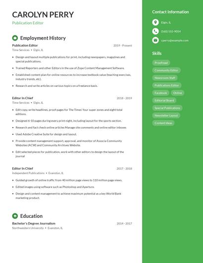 Publication Editor Resume