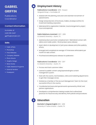 Publications Coordinator Resume