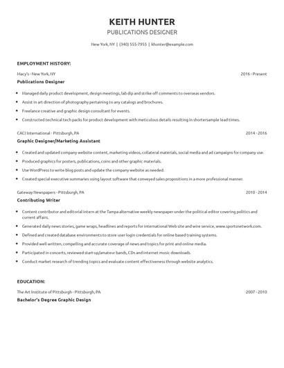 Publications Designer Resume