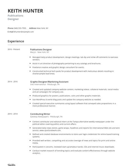 Publications Designer Resume