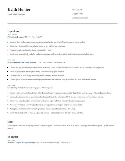 Publications Designer Resume