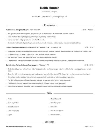 Publications Designer Resume