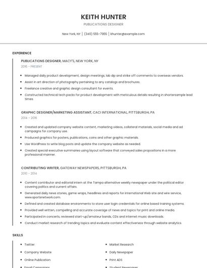 Publications Designer Resume