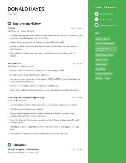 Resume example 5