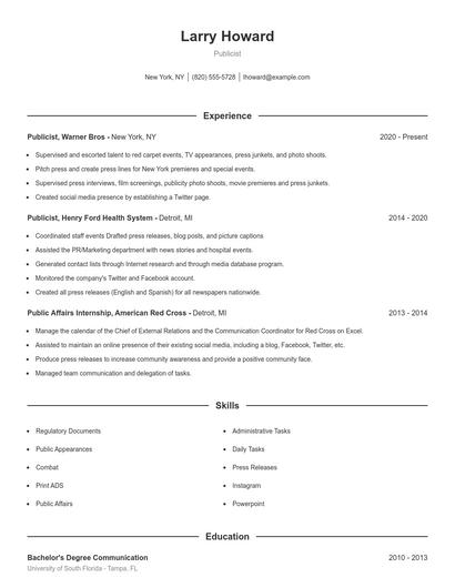 Resume example 1