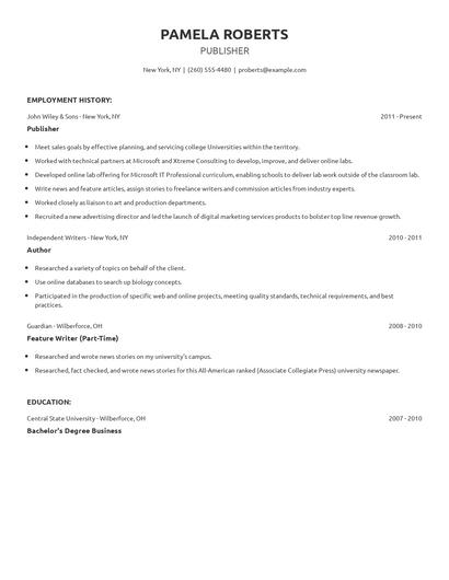 Publisher Resume