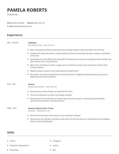 Publisher Resume