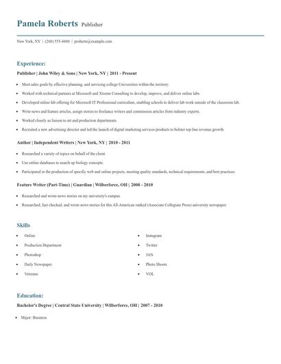 Publisher Resume