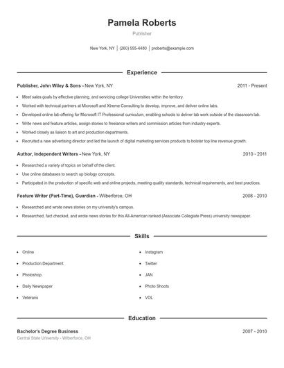 Publisher Resume