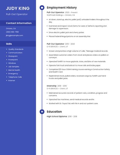 Pull-Out Operator Resume